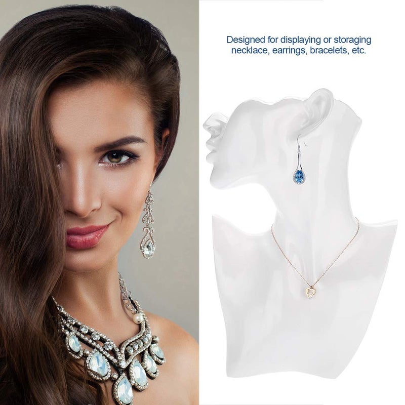 woobles Boutique Necklace Jewelry Display Bust, Jewelry Display Retail Necklace Mannequin Stand, for Necklace Earring Choker Pendant Locket (White) - Image 2